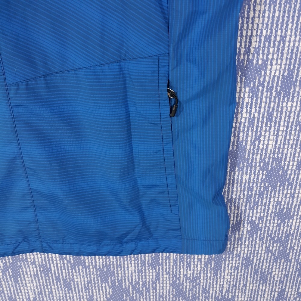 NAU Jacket Womens M Windbreaker Full Zip Pockets Hooded Asymmetric Blue - Picture 10 of 12